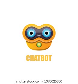 cute orange chatbot character isolated on white background. Vector Funny robot assistant, chatter bot, helper chatbot logo or label 