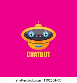 cute orange chatbot character isolated on pink background. Vector Funny robot assistant, chatter bot, helper chatbot logo or label 