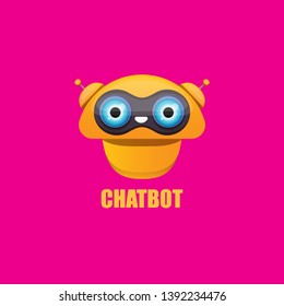 cute orange chatbot character isolated on pink background. Vector Funny robot assistant, chatter bot, helper chatbot logo or label 