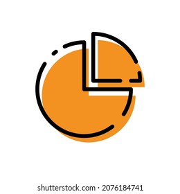 Cute Orange Circle Chart Icon Flat Design For App Label Vector Illustration