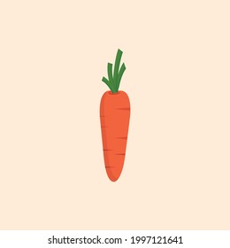 Cute Orange Farbe Karotten Vektorgrafik flach, Cartoon Stil Carrot handgezeichnet moderne flache Vektorsymbol einzeln auf Weiß. Symbol für frisches Gemüse. Gemütliche Kaninchen-Vektorgrafik