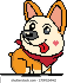 cute orange corgi dog pixel art