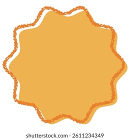 Cute orange crayon-touched wave lines and misregistration frame