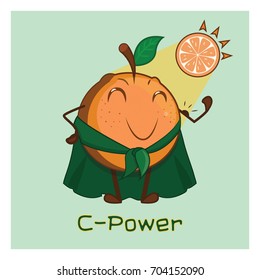 Cute orange demonstrating the power of vitamin C