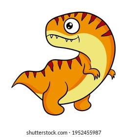 Cute orange dinosaur in cartoon style. Vector illustration isolated on a white background.