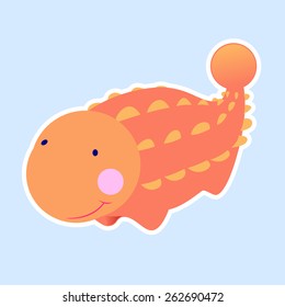 Cute Orange Dinosaur with club tail