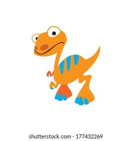cute orange dinosaur isolated vector
