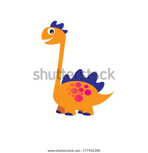 Cute Orange Dinosaur Isolated Vector Stock Vector (Royalty Free) 177432380 Shutterstock