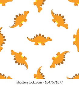Cute orange dinosaur on a white background. Predators in a flat style. Cartoon animals reptiles for web pages.
Stock vector illustration for decor, design, baby textiles,
wallpaper, wrapping paper