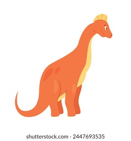 Cute orange dinosaur. Prehistoric animal, jungle reptiles group, jurassic world evolution cartoon vector illustration