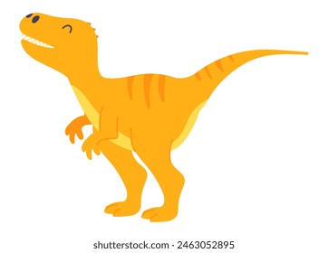 Cute orange dinosaur t-rex in flat design. Funny tyrannosaurus reptile. Vector illustration isolated.