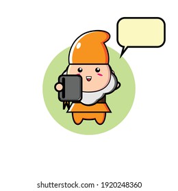 Cute orange dwarf illustration design carrying a notebook