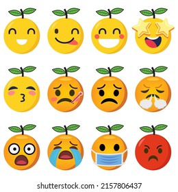 süßer orangefarbener Emoji-Vektorgrafik