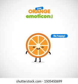 Cute orange emoticon, vector illustration