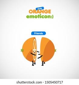 Cute orange emoticon, vector illustration