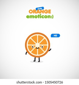 Cute orange emoticon, vector illustration