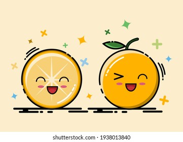 cute orange expression illustration design for graphic design