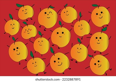 cute orange face icon with red background vector