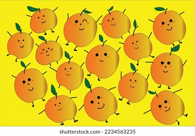 cute orange face icon with yellow background vector