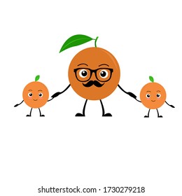 Cute-Orange-Vater- und Son-Zeichen-Vektor-Vorlage