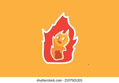 cute orange fire cartoon template fire illustration design