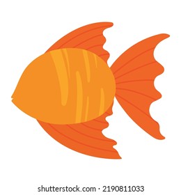 Cute Orange Fish Cartoon Illustration Image in White Background for Kids Coloring Book