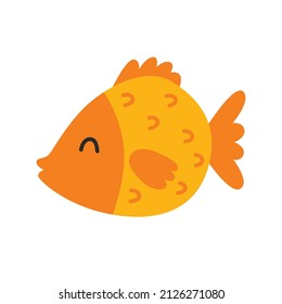 Cute orange fish. Vector childish illustration