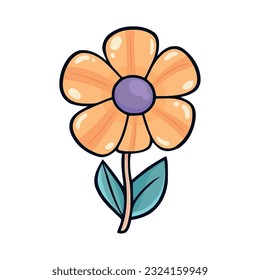 Cute orange flower over white