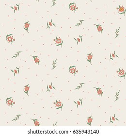 Cute orange flowers with peas. Vector simple seamless flower pattern