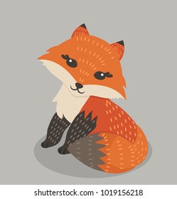 Cute orange  fox cartoon Illustration