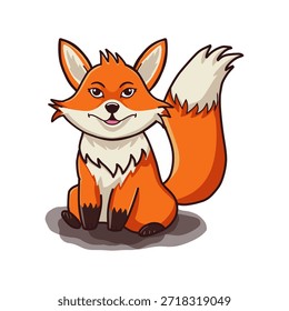 Personagem de raposa laranja bonito sentado ilustração vetorial. Vibrante raposa da floresta mascote gráfico vetorial