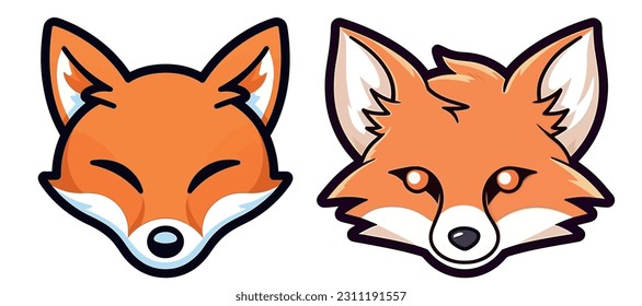 Cute orange fox head image portfolio vector illustration 