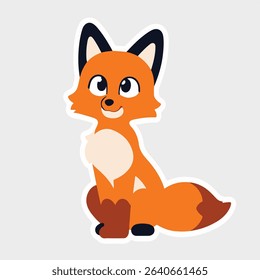 Cute orange fox illustration, cheerful cartoon animal design