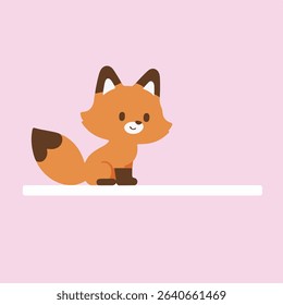 Cute orange fox illustration on a pink background