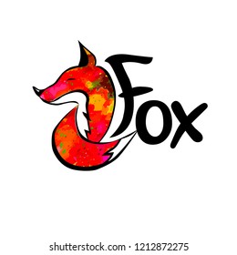 Cute orange fox object. Vector