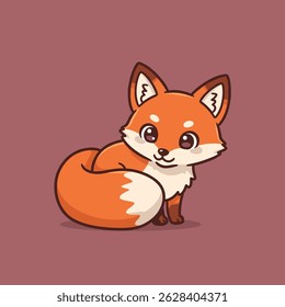 A cute, orange fox sits and looks to the right.