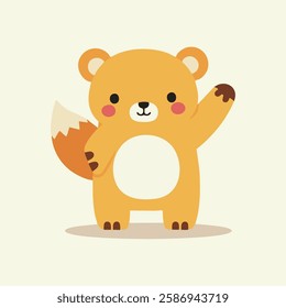 Of a cute orange fox waving.