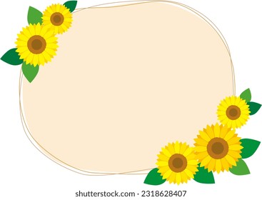 Cute orange frame with sunflowers and thin lines