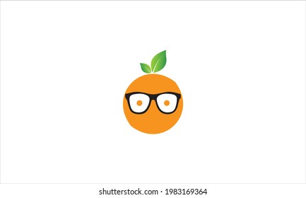 cute orange Fruit Cartoon with glasses icon Logo design vector template 
