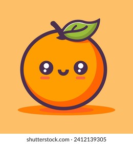 Cute orange fruit, cartoon vector illustration