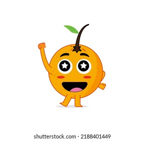 Cute Orange Fruit Character In Happy Expression