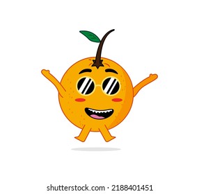 Cute Orange Fruit Character In Happy Expression