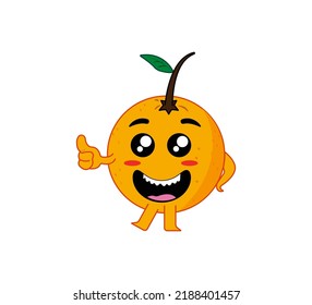 Cute Orange Fruit Character In Happy And Smile, Expression