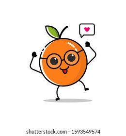 Cute orange fruit character icon with a flat design style