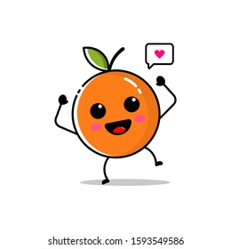 Cute orange fruit character icon with a flat design style