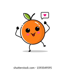 Cute orange fruit character icon with a flat design style