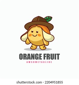 Cute Orange Fruit Character Mascot Design Template