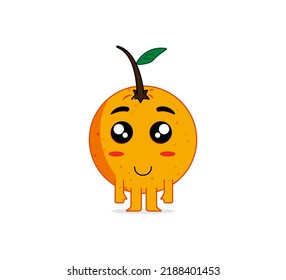 Cute Orange Fruit Character In Shy Expression