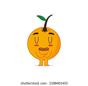 Cute Orange Fruit Character In Sulk Expression