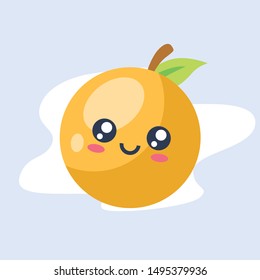 Cute Orange Fruit Flat Style Illustration